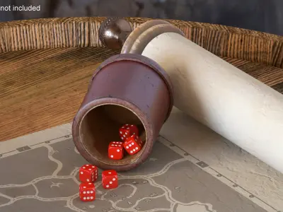 Game Scroll with Dice 3D model
