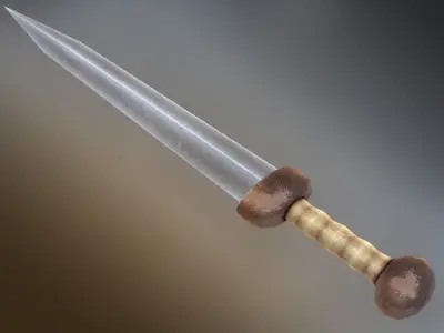 Low-Poly Gladius sword with wooden handle Low-poly 3D model
