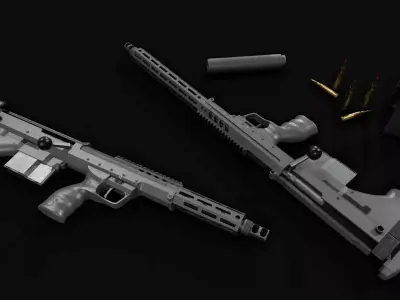 Desert Tech SRS-A2 Bullpup Sniper Rifle Low-poly 3D model