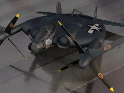 Vought XF5U-1 Flying Flapjack 3D model