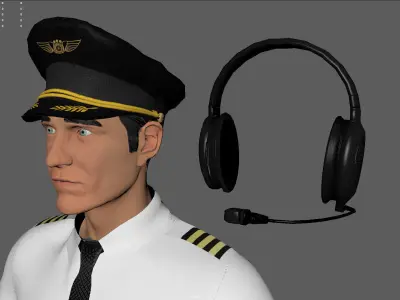 Airline captain Low-poly 3D model
