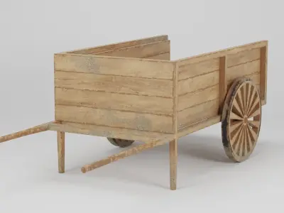 Wooden Cart 90x250x81 Low-poly 3D model