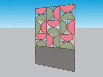 Decorative Partition Wall with Geometric Design Low-poly 3D model