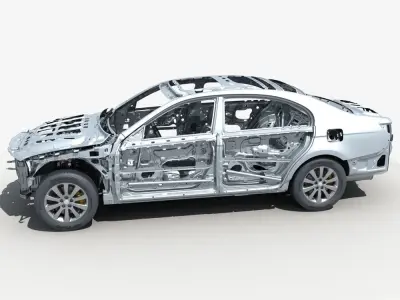 Car Frame with Chassis Engine 02 3D model