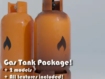GameReady Gas Tank Collection - Rusty and Regular Low-poly 3D model