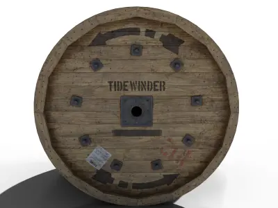 Wooden cable reel Low-poly 3D model