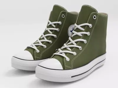 Converse All Star Style Unisex - Shoe Green PBR Low-poly 3D model