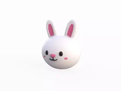 Cartoon Rabbit Head  Low-poly 3D model