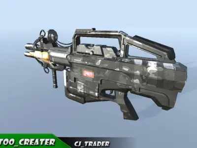 Future Sci-fi Space weapon low poly 3d model Low-poly 3D model