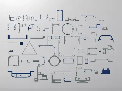 Extruded Aluminium Profile Enclosures Set for e-Compon Low-poly 3D model