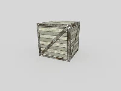 low poly metal crate Low-poly 3D model