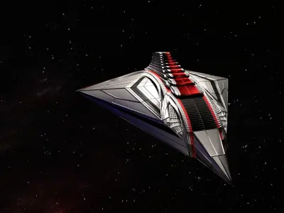 Spaceship starship in space 3D model