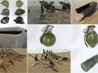 World War Asset Bundle Low-poly 3D model