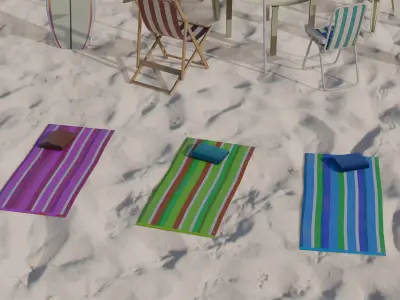 Beach objects - game ready - Low-poly 3D model