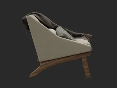 Boomerang Armchair with Blanket and Pillows Free low-poly 3D model