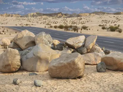 Natural Stone Set with Small Rocks 3D model