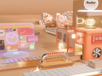 Animation Futuristic Advertising Platform 3D model