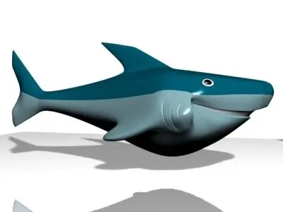 Smiling Cartoon Shark Character Low-poly 3D model