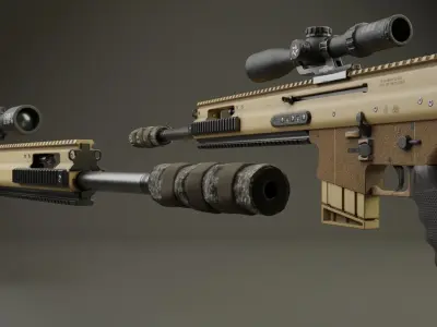 SCAR 20S PBR Low-poly 3D model