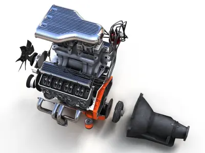 V8 HotRod small block engine Low-poly 3D model