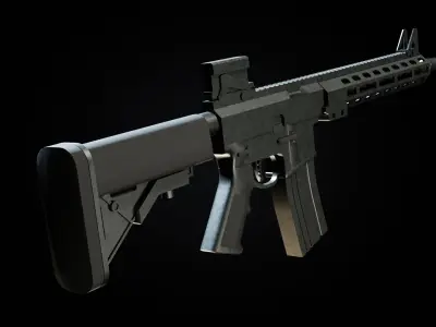 Automatic carbine Low-poly 3D model