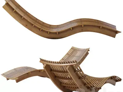sunbed wood chair 3D model