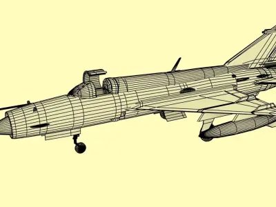 MiG-21 indian fighter jet Low-poly 3D model