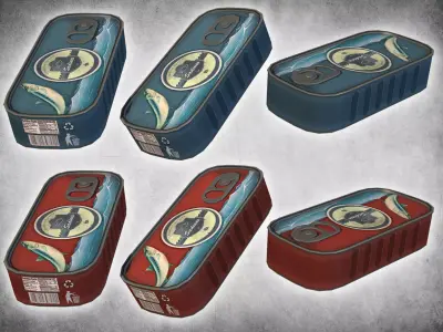 Canned Sadines Low-poly 3D model