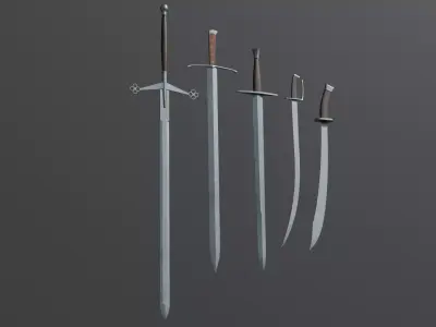 Medieval low-poly swords pack Low-poly 3D model