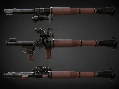 RPG 7 gun with scope Low-poly 3D model