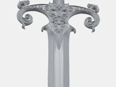 Medieval greatsword Free low-poly 3D model