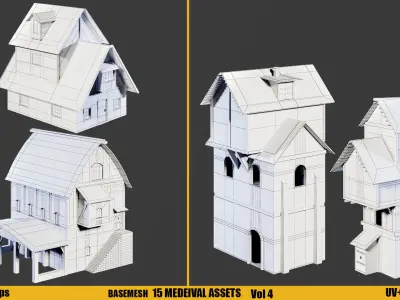 Kitbash Medieval Assets Textures Vol 4 Low-poly 3D model