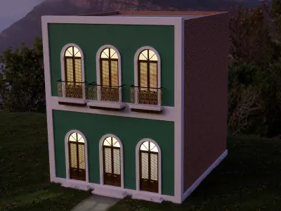 Old San Juan Town house 2 3D model