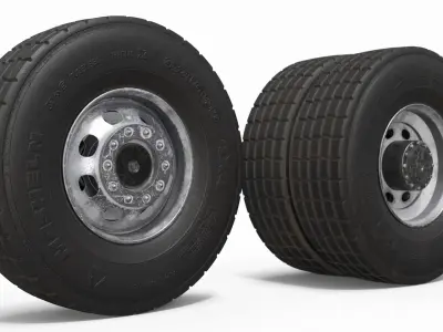 Heavy Duty Truck Wheel Set Black 3D model