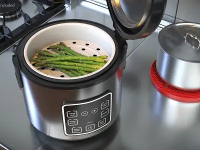 Electric Multicooker With Asparagus 3D model