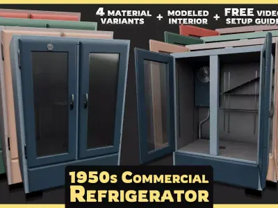 1950s Commercial Refrigerator Low-poly 3D model