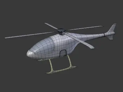 Cartoon Fantasy Futuristic Helicopter Low-poly 3D model