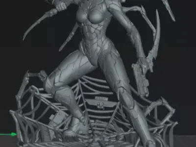 Cyber Widow Assassin Futuristic Spider Warrior STL 3D print model