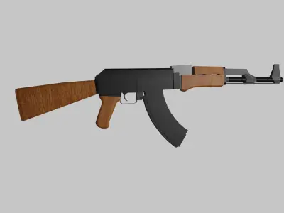 AK47 and bullets Low-poly 3D model