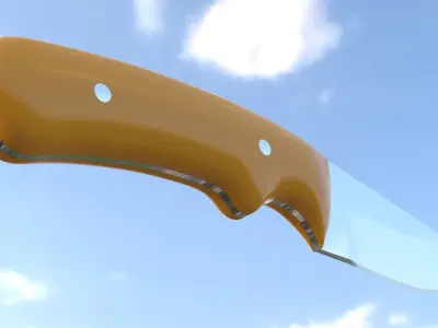 Knife with orange handle - stainless steel - melee hand weapon Low-poly 3D model