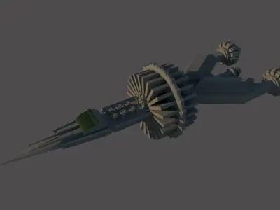 Spaceship with two propellers 3D model