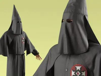 Character Ku Klux Klan in Black Suit and Mask 3D model