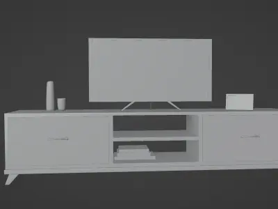 tv unit furniture and led tv Low-poly 3D model