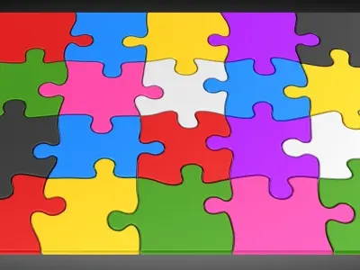 Colorful Puzzle Pieces Low-poly 3D model