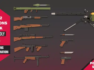 WW2 Weapons Pack Low-poly 3D model