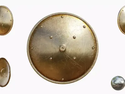 Shield 1 - Gold Low-poly 3D model