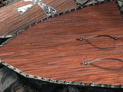 Medieval round shield with coat of arms 5 Low-poly 3D model