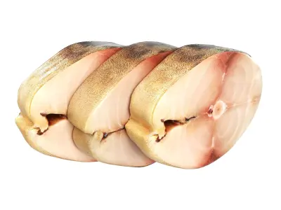 Smoked mackerel slices Low-poly 3D model