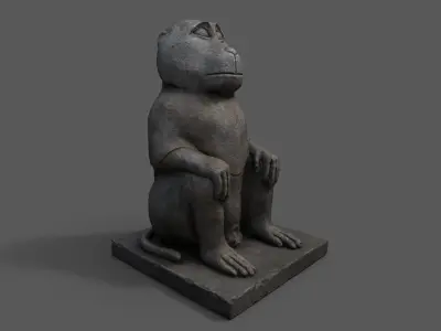 Baboon Statue Low-poly 3D model
