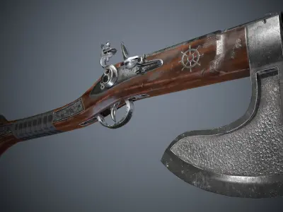 Collection of classic guns Low-poly 3D model